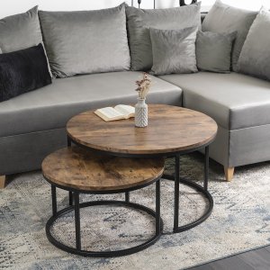 Mebel Elite Zestaw Stolików Kawowych FIGO MAX 60 cm/80 cm Dąb Rustykalny 2