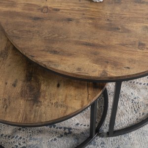 Mebel Elite Zestaw Stolików Kawowych FIGO MAX 60 cm/80 cm Dąb Rustykalny 4