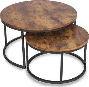 Mebel Elite Zestaw Stolików Kawowych FIGO MAX 60 cm/80 cm Dąb Rustykalny 6