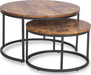 Mebel Elite Zestaw Stolików Kawowych FIGO MAX 60 cm/80 cm Dąb Rustykalny 7