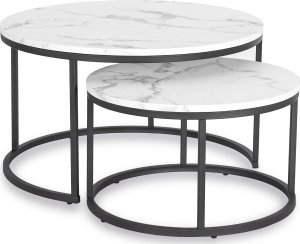 Mebel Elite Zestaw Stolików Kawowych DAFNE MAX 60 cm/80 cm Biały Marmur Nowoczesny Glamour 7