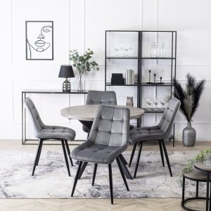 Mebel Elite Stół Okrągły Rozkładany LUKAS 100-250 cm Beton Nowoczesny Loft 2