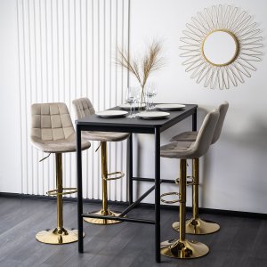 Mebel Elite Krzesło Barowe Tapicerowane Hoker ARCOS Beżowe Welurowe Nowoczesne Glamour 1