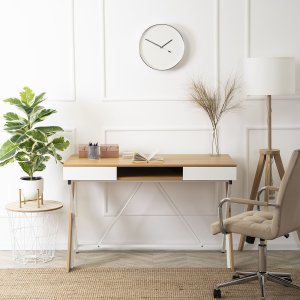 Biurko Mebel Elite Biurko Młodzieżowe z Szufladami REA 120 cm Dąb złoty/Białe Skandynawskie 1