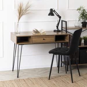 Biurko Mebel Elite Biurko Industrialne z Szufladą LAMICA 100 cm Orzech/Czarne Loft Czarny Stelaż 1