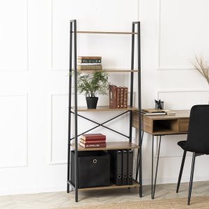 Mebel Elite Regał Otwarty Wysoki ERVA do Salonu Gabinetu Orzech/Czarny na Zabawki Loft 1