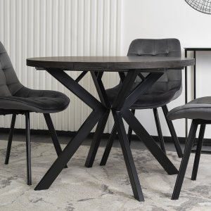 Mebel Elite Stół Okrągły Rozkładany LUKAS 100-250 cm Czarny Nowoczesny Loft 2