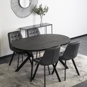 Mebel Elite Stół Okrągły Rozkładany LUKAS 100-250 cm Czarny Nowoczesny Loft 3