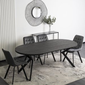 Mebel Elite Stół Okrągły Rozkładany LUKAS 100-250 cm Czarny Nowoczesny Loft 4