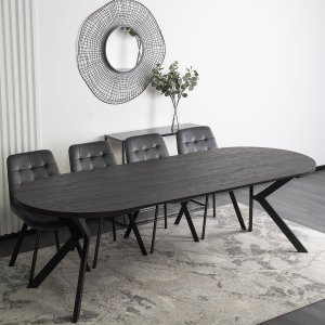 Mebel Elite Stół Okrągły Rozkładany LUKAS 100-250 cm Czarny Nowoczesny Loft 6