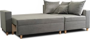 Mebel Elite Narożnik z Funkcją Spania i Pojemnikiem Welurowy MARKUS 238 cm Szary Prawy Nowoczesny 14