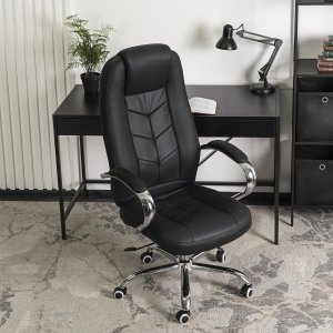 Krzesło biurowe Mebel Elite Fotel Gabinetowy MILO Czarny Ekoskóra do Biurka Nowoczesny Loft 2