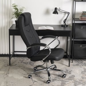 Krzesło biurowe Mebel Elite Fotel Gabinetowy MILO Czarny Ekoskóra do Biurka Nowoczesny Loft 4