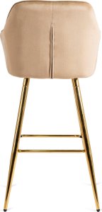 Mebel Elite Krzesło Barowe Tapicerowane Hoker SALEM 2 Beżowe/Złote Welurowe Nowoczesne Glamour 11