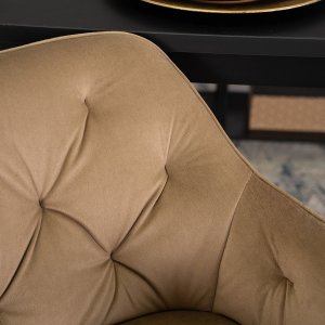 Mebel Elite Krzesło Barowe Tapicerowane Hoker SALEM 2 Beżowe/Złote Welurowe Nowoczesne Glamour 3