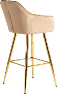 Mebel Elite Krzesło Barowe Tapicerowane Hoker SALEM 2 Beżowe/Złote Welurowe Nowoczesne Glamour 10
