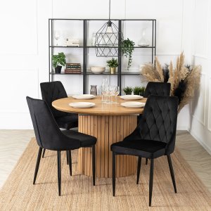 Mebel Elite Stół Okrągły Rozkladany z Lamelami CHARLES 120-160 cm Dąb Nowoczesny Loft 2