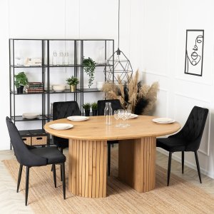 Mebel Elite Stół Okrągły Rozkladany z Lamelami CHARLES 120-160 cm Dąb Nowoczesny Loft 3