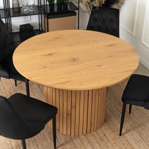Mebel Elite Stół Okrągły Rozkladany z Lamelami CHARLES 120-160 cm Dąb Nowoczesny Loft 5