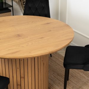 Mebel Elite Stół Okrągły Rozkladany z Lamelami CHARLES 120-160 cm Dąb Nowoczesny Loft 6