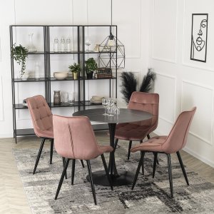 Mebel Elite Krzesło Tapicerowane do Jadalni RIO Różowe Welurowe Nowoczesne Loft 4