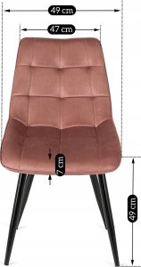Mebel Elite Krzesło Tapicerowane do Jadalni RIO Różowe Welurowe Nowoczesne Loft 10