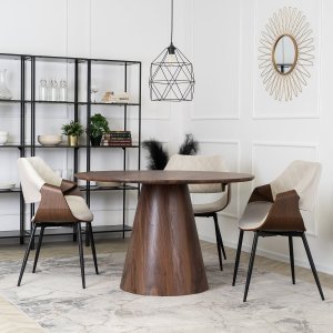 Mebel Elite Stół Okrągły EMILI 120 cm Orzech Nowoczesny Loft do Jadalni Salonu 1
