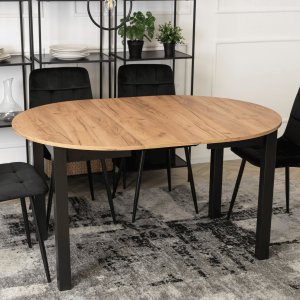 Mebel Elite Stół Okrągły Rozkładany JAMES 102-222 cm Dąb Craft/Czarny Nowoczesny Loft 2