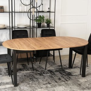 Mebel Elite Stół Okrągły Rozkładany JAMES 102-222 cm Dąb Craft/Czarny Nowoczesny Loft 3