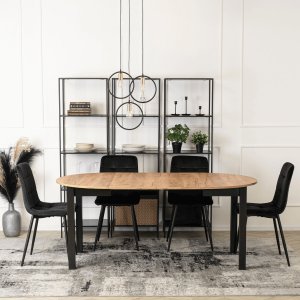 Mebel Elite Stół Okrągły Rozkładany JAMES 102-222 cm Dąb Craft/Czarny Nowoczesny Loft 5