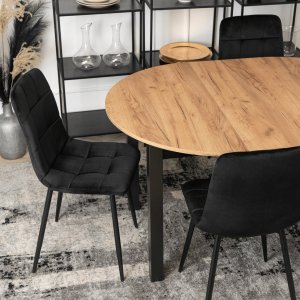 Mebel Elite Stół Okrągły Rozkładany JAMES 102-222 cm Dąb Craft/Czarny Nowoczesny Loft 7