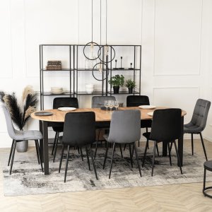 Mebel Elite Stół Okrągły Rozkładany JAMES 102-222 cm Dąb Craft/Czarny Nowoczesny Loft 9