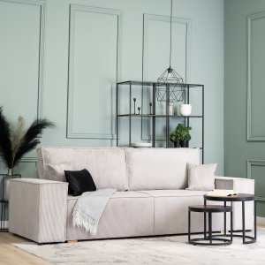 Mebel Elite Sofa Rozkładana z Funkcją Spania Dwuosobowa AMIR Szara Sztruksowa Nowoczesna do Salonu 1