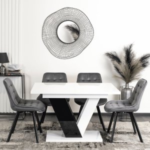 Mebel Elite Stół Prostokątny Rozkładany CLARK 120-160 cm Czarny/Biały Połysk Glamour 3