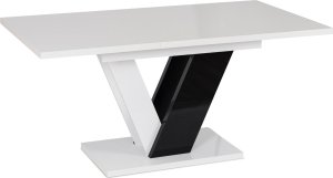 Mebel Elite Stół Prostokątny Rozkładany CLARK 120-160 cm Czarny/Biały Połysk Glamour 9