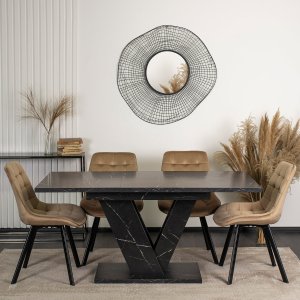 Mebel Elite Stół Prostokątny Rozkładany CLARK 120-160 cm Czarny Marmur Glamour 1