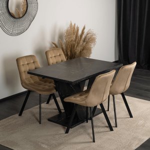Mebel Elite Stół Prostokątny Rozkładany CLARK 120-160 cm Czarny Marmur Glamour 2