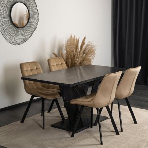 Mebel Elite Stół Prostokątny Rozkładany CLARK 120-160 cm Czarny Marmur Glamour 3