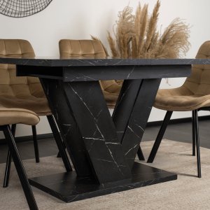 Mebel Elite Stół Prostokątny Rozkładany CLARK 120-160 cm Czarny Marmur Glamour 5