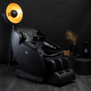 Mebel Elite Fotel Masujący RX ULTRA PRO MAX Wypoczynkowy Relaksacyjny Czarny Ekoskóra Nowoczesny 1
