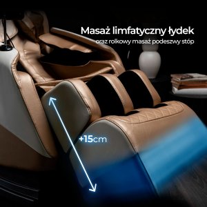 Mebel Elite Fotel Masujący RX ULTRA PRO MAX Wypoczynkowy Relaksacyjny Beżowy Ekoskóra Nowoczesny 7