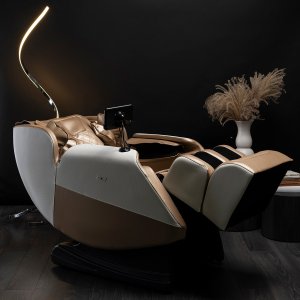 Mebel Elite Fotel Masujący RX ULTRA PRO MAX Wypoczynkowy Relaksacyjny Beżowy Ekoskóra Nowoczesny 10