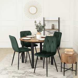 Mebel Elite Stół Okrągły Rozkładany KANTE 102-142 cm Dąb Rustykalny/Czarny Nowoczesny Loft 1