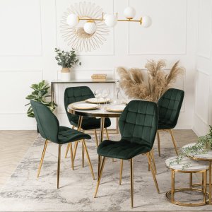 Mebel Elite Krzesło Tapicerowane do Jadalni LUCKY Zielone Welurowe Nowoczesne Glamour 1