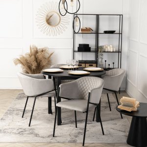 Mebel Elite Krzesło Tapicerowane do Salonu INNES 2 Szare Welurowe Nowoczesne Loft 1