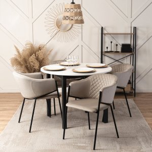 Mebel Elite Stół Okrągły Rozkładany KANTE 102-142 cm Biało-Czarny Nowoczesny Loft 1