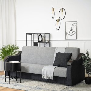 Mebel Elite Sofa z Funkcją Spania Wersalka Rozkładana Dwuosobowa BLOOM Szara do Salonu 1