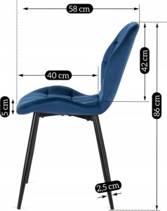 Mebel Elite Krzesło Tapicerowane do Jadalni LUCKY Granatowe Welurowe Nowoczesne Loft 11