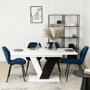 Mebel Elite Krzesło Tapicerowane do Jadalni LUCKY Granatowe Welurowe Nowoczesne Loft 2