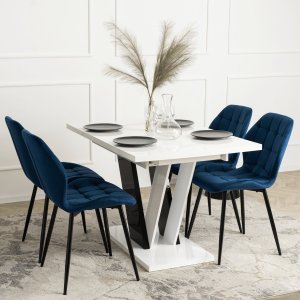 Mebel Elite Krzesło Tapicerowane do Jadalni LUCKY Granatowe Welurowe Nowoczesne Loft 3